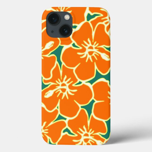 Orange Floral Hibiscus Hawaiian Flowers coque ipad (Verso)