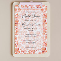 Orange Floral Imprimer Invitation de douche nuptia