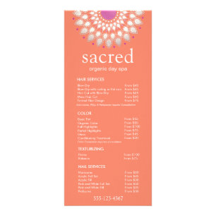 Orange Floral Lotus Spa Salon Liste Menu