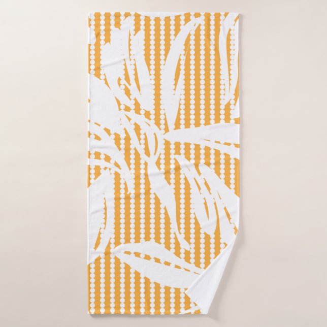 Orange Floral seamless pattern with striped backgr (Serviette de bain)