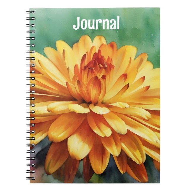 Orange Flower Art Carnet Journal Personnaliser (Devant)