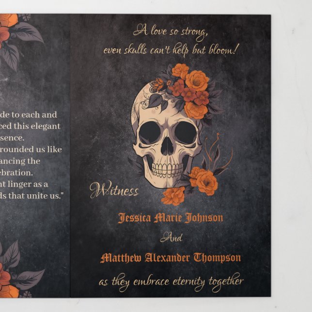 Orange Flower Complete Trifolded Wedding programme (Page de couverture)