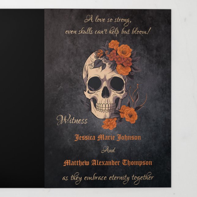 Orange Flower Complete Trifolded Wedding programme (Page de couverture)