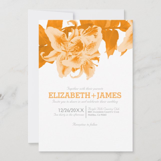 Orange Flower Wedding Invitations (Devant)