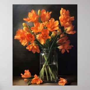 Orange Freesia Flowers Art Imprimer Poster