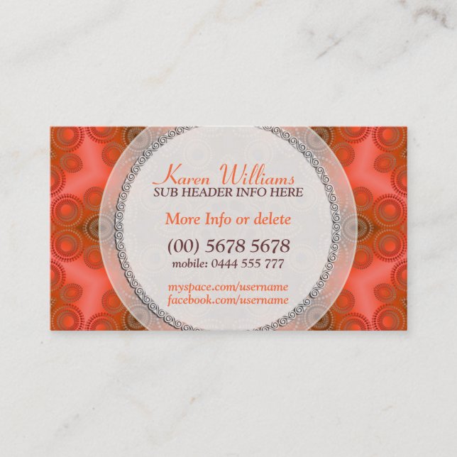 Orange Fresh moderne Motif Carte de visite (Devant)