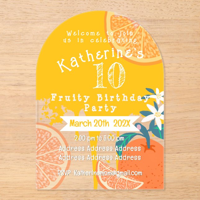 Orange Fruité Invitation Anniversaire (Recto)