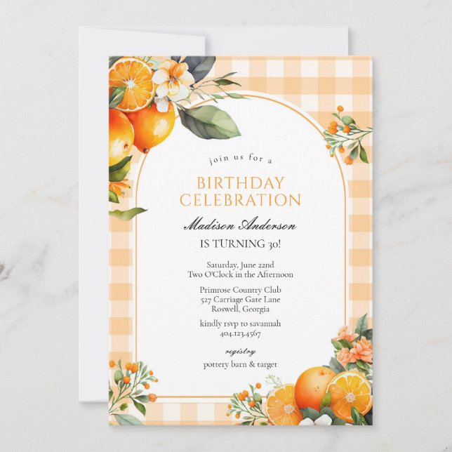 Orange Fruits Birthday Invitation (Devant)