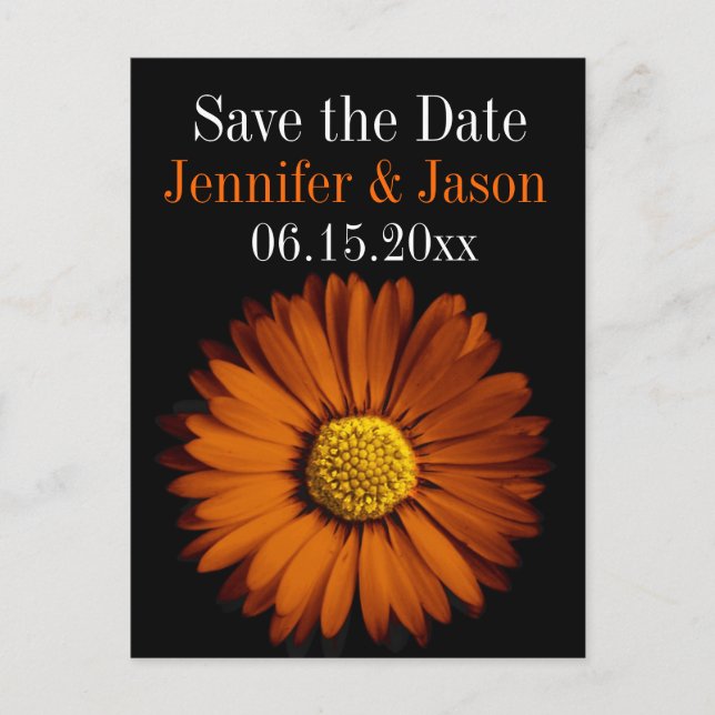 Orange Gerber Daisy Wedding Enregistrer les cartes (Devant)