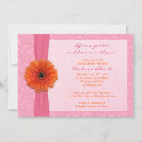 Orange Gerber rose Floral Invitation à la douche n
