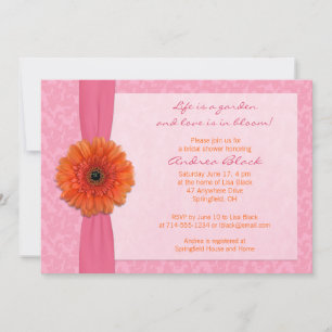 Orange Gerber rose Floral Invitation à la douche n