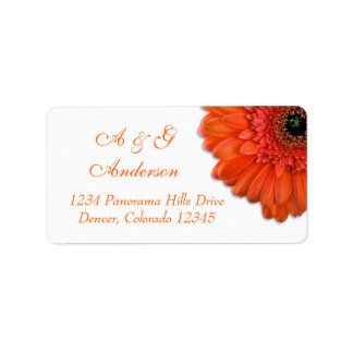 Orange Gerbera Daisy Étiquettes de adresse Mariage