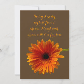 Orange Gerbera Daisy Faire-part de mariage - Brown