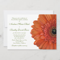 Orange Gerbera Daisy Flower Faire-part de mariage
