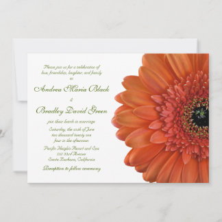 Orange Gerbera Daisy Flower Faire-part de mariage