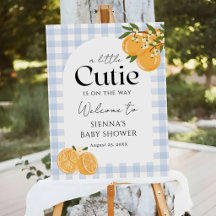Orange Gingham Citrus Baby Shower Welcome 