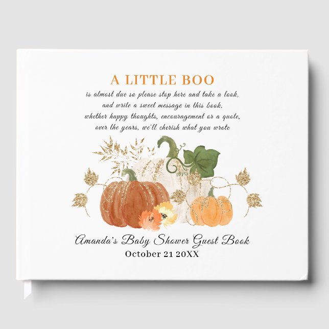 Orange Gold Halloween Baby shower d'automne Livre  (Recto)