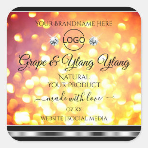 Orange Gold Parties scintillant Produit Étiquettes