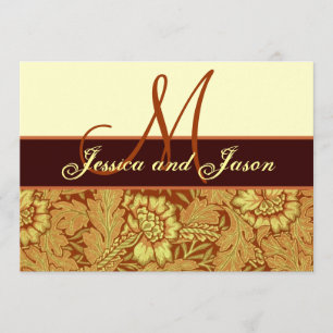 Orange Gold Yellow Mariage damassé Invitation