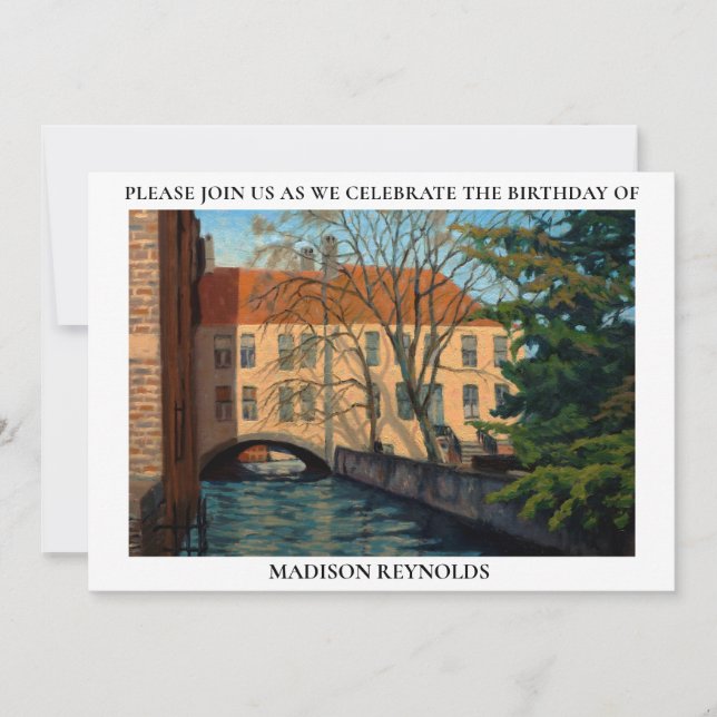 Orange Green Blue Bruges Canel Invitation (Devant)