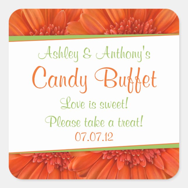 Orange Green Gerbera Daisy Candy stickers Buffet (Devant)