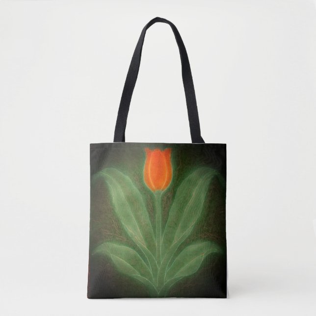 Orange Green Tulip Art Nouveau Carrelage Sac fourr (Devant)