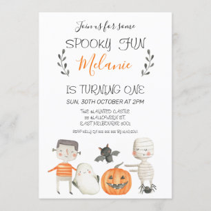 Orange Grey Halloween Invitation Anniversaire