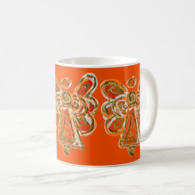 Orange Guardian Angel Custom Coffee Mug Cup (Devant droit)