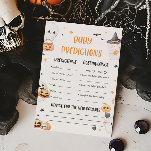 Orange Halloween Little Boo Baby Predictions Jeu (Baby is Brewing Baby Shower Baby Predictions Game)