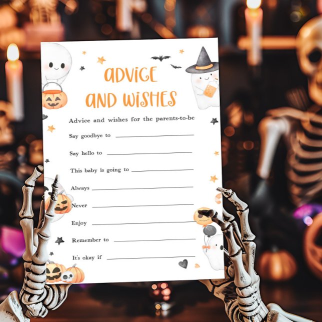 Orange Halloween Little Boo Conseil et des voeux j (Baby is Brewing Baby Shower Advice and Wishes Game)