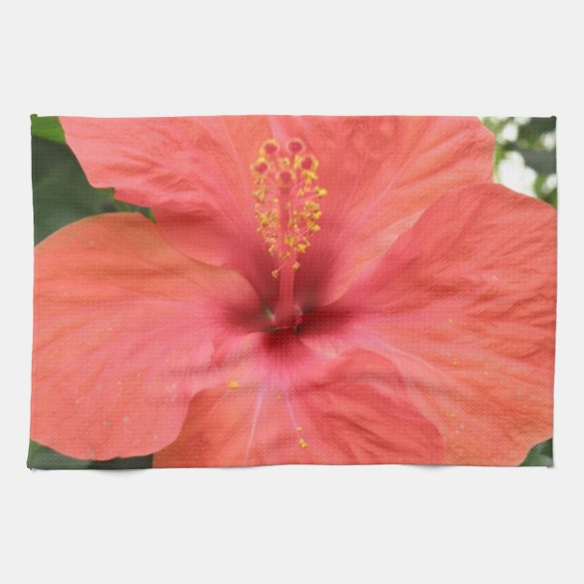Orange Hibiscus Fleur Macro Serviette de cuisine (Horizontal)