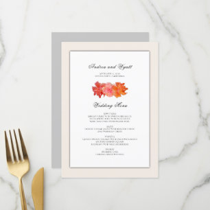 Orange Hibiscus Hawaii Mariage Menu Modèle