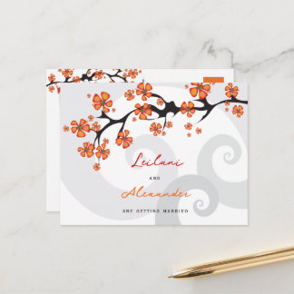 Orange Hibiscus Tourbillons Gris Tropical Cartes d