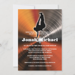 Orange Hip-Hop Dance Dancer Bar Mitzvah Invitation