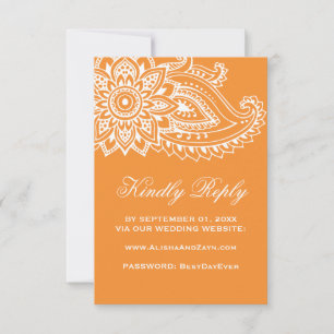 Orange Indian Paisley Site Mariage RSVP Card