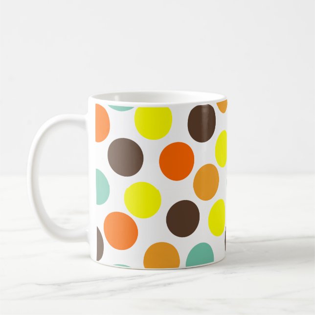 Orange, Jaune, Brown, Points Bleus Café Mug (Gauche)