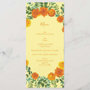 Orange & Jaune clair Peony & Mariage Rose Menu