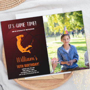 Orange Jump Basketball Anniversaire Invitations ph