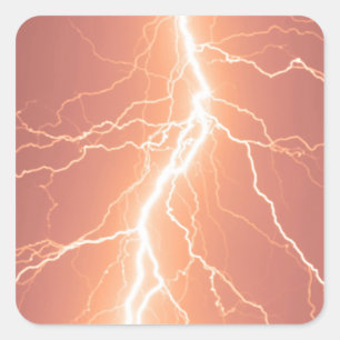 Orange Lightning Strike - Sticker