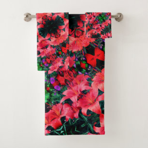 Orange Lily Flowers Abstrait Art Motif