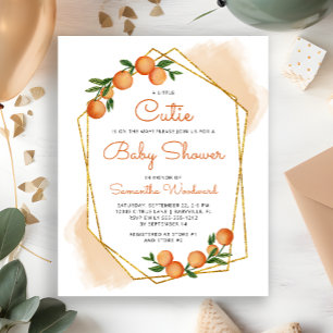 Orange Little Cutie Citrus Baby shower Invitation