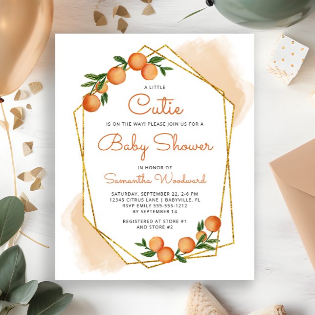Orange Little Cutie Citrus Baby shower Invitation (Créateur téléchargé)
