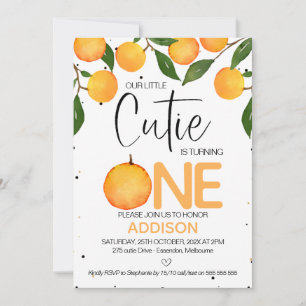 Orange Little Cutie Première Invitation d'annivers