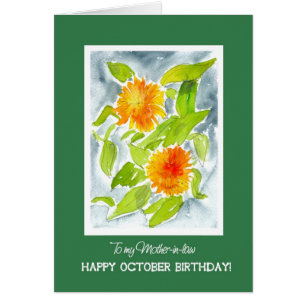 Orange Marigolds, belle-mère, anniversaire d'octob