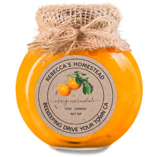 Orange Marmalade Kraft Papier Canne Étiquettes