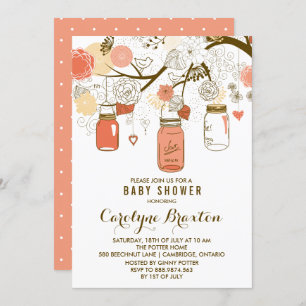 Orange Mason Jars   Invitation Baby shower