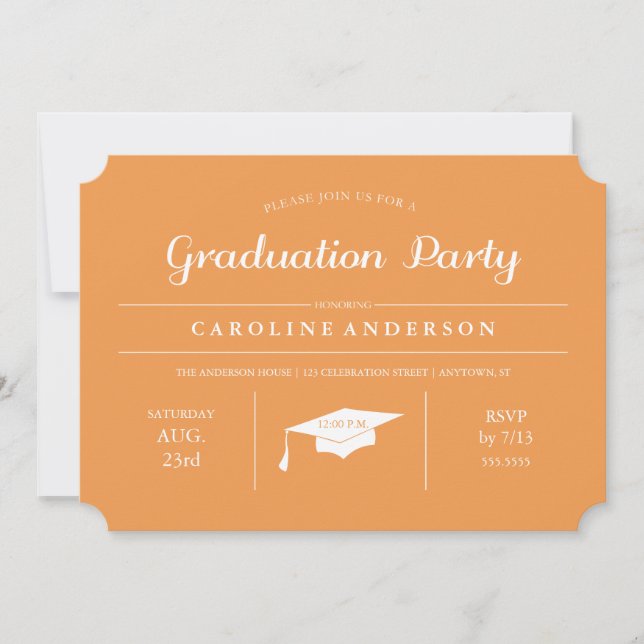 Orange Moderne Chic Graduation Invitation (Devant)