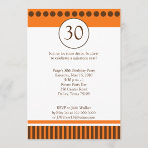 Orange moderne et Brown 5x7 Invitation d'anniversa