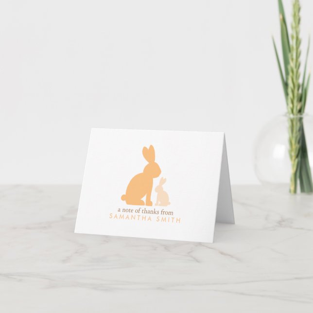 Orange Mom and Baby Rabbit Merci Notes (Devant)