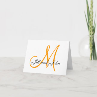 Orange Monogramme Premier Noms Cartes de Mariage